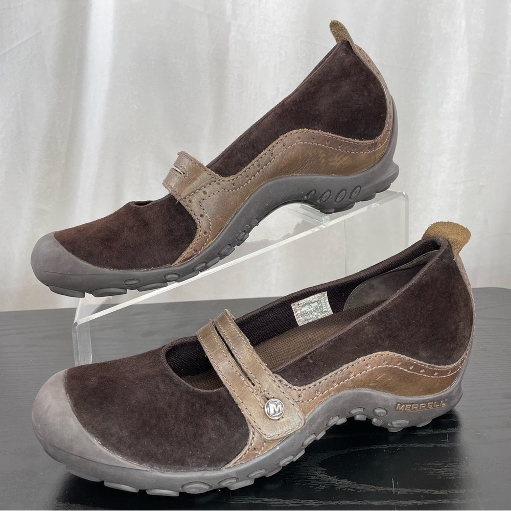 Merrell Plaza Bandeau Mary Jane Brown Suede Comfort Hiking Shoe EU 38.5 /US 8